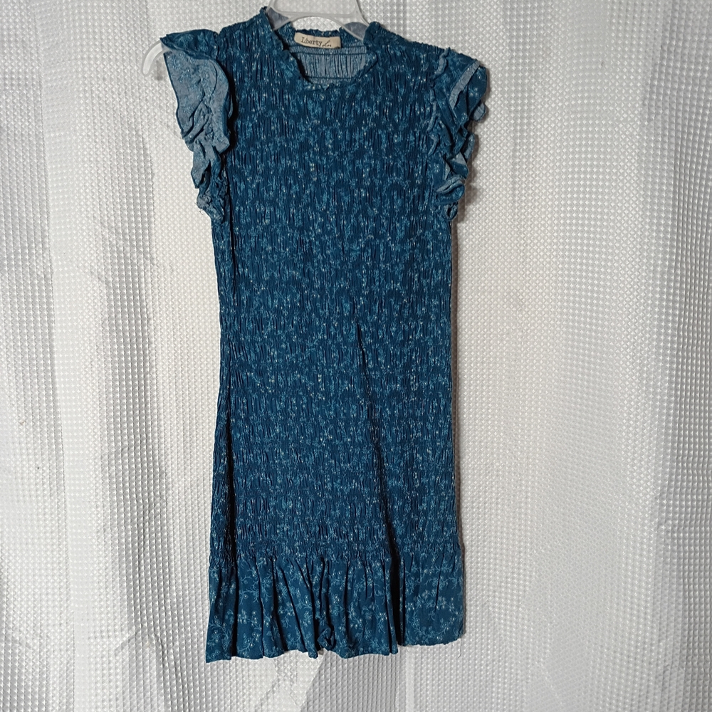 Liberty Love Blue Ruffle-Sleeve Knit Dress